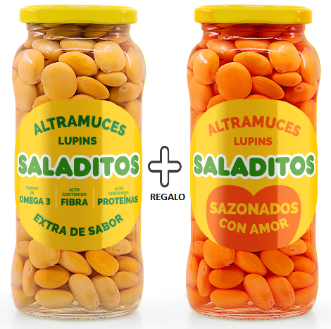 #SaladitosCristal – Altramuces pack 5 Tarros cristal 380g (5 tarros 380 g + 1 tarro de regalo 380g sazonado con amor)